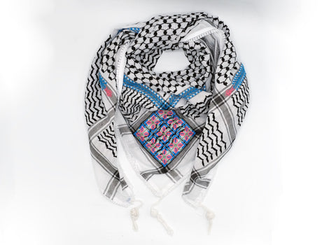 Hand embroidered Tatreez Border and Square Keffiyeh