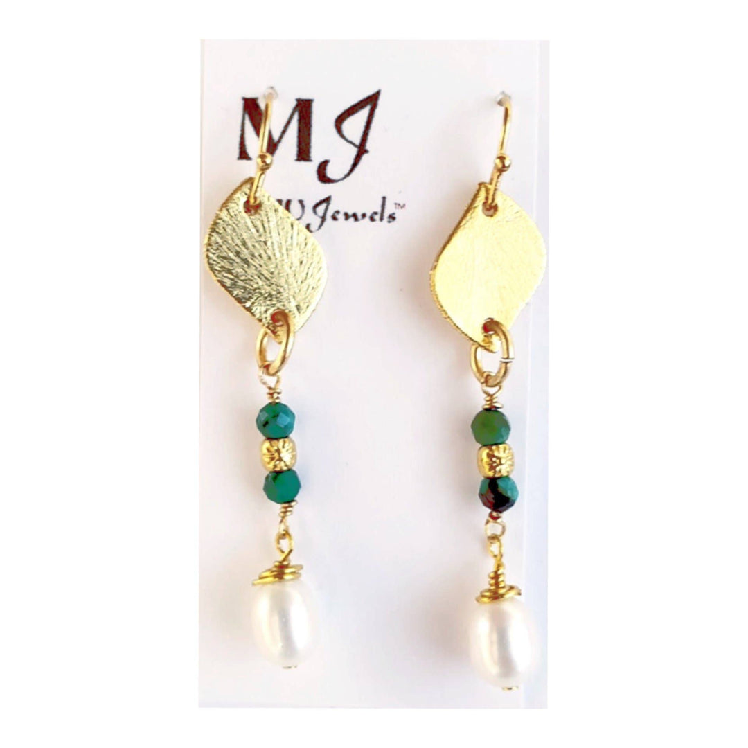 Pearl Leaf Earrings