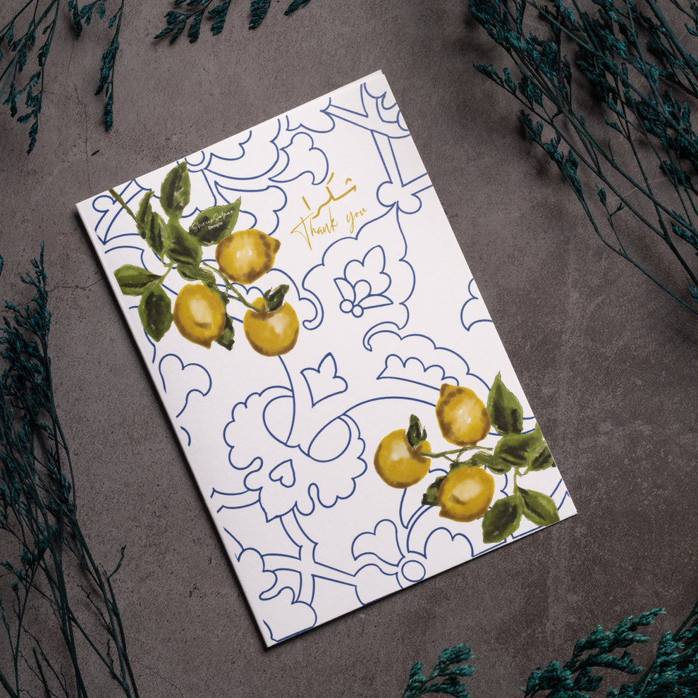 Bilingual Thank you card: Dome of the Rock tile motif