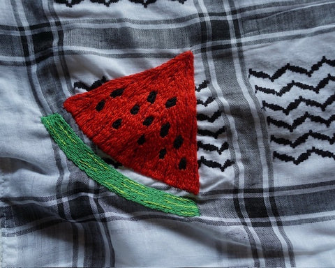 Hand embroidered Watermelon Keffiyeh