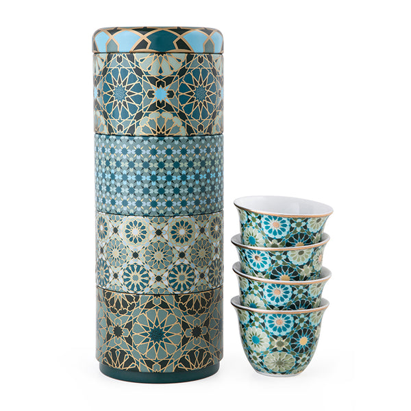 Tin box with 4 porcelain cups - Andalusia