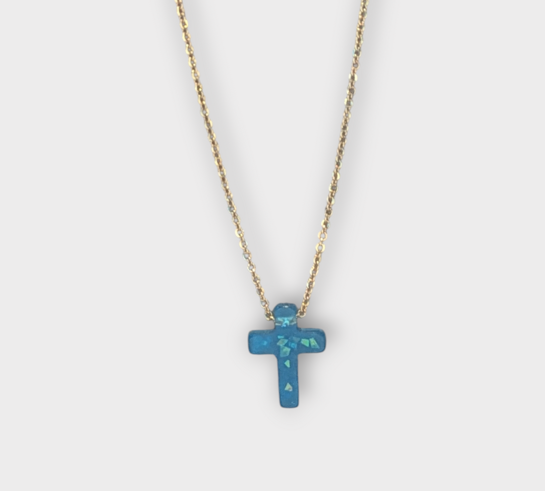 Small Opal Cross Necklace (Rainbow Jewelers)