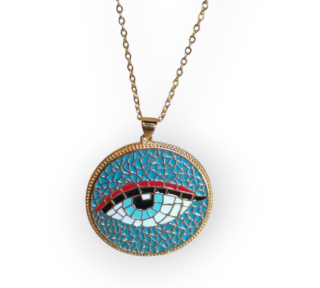 Rainbow Jewelers - Mosaic Eye Pendant with necklace