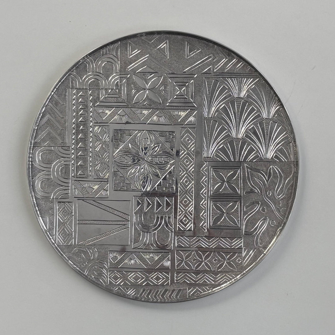 Metal Serving Tray - Round Art Deco