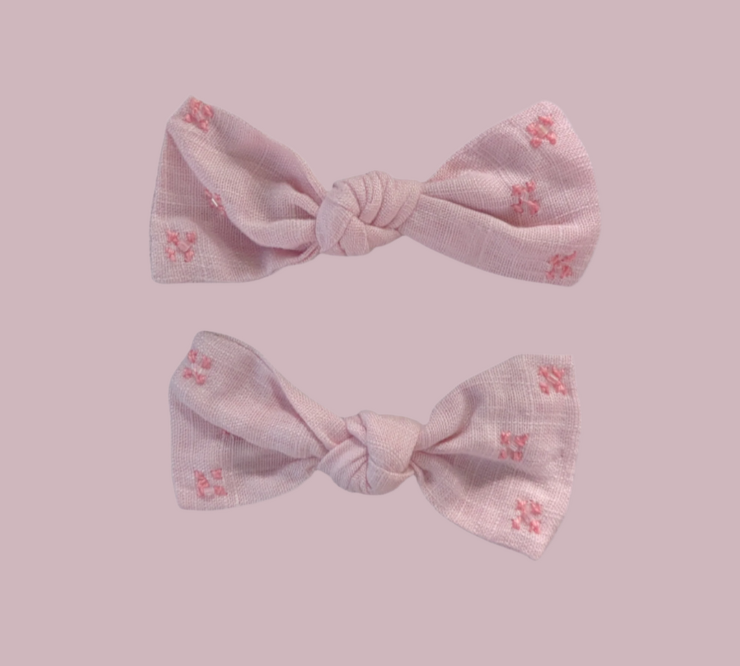 Cross-Stitch Linen Bows (set of 2)