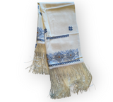Long Cream Shawl with Tatreez and fringe