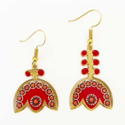 Silk Road Red Flower Earrings