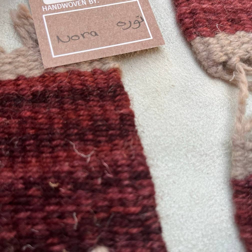 Woven Coaster Set - Red with hearts