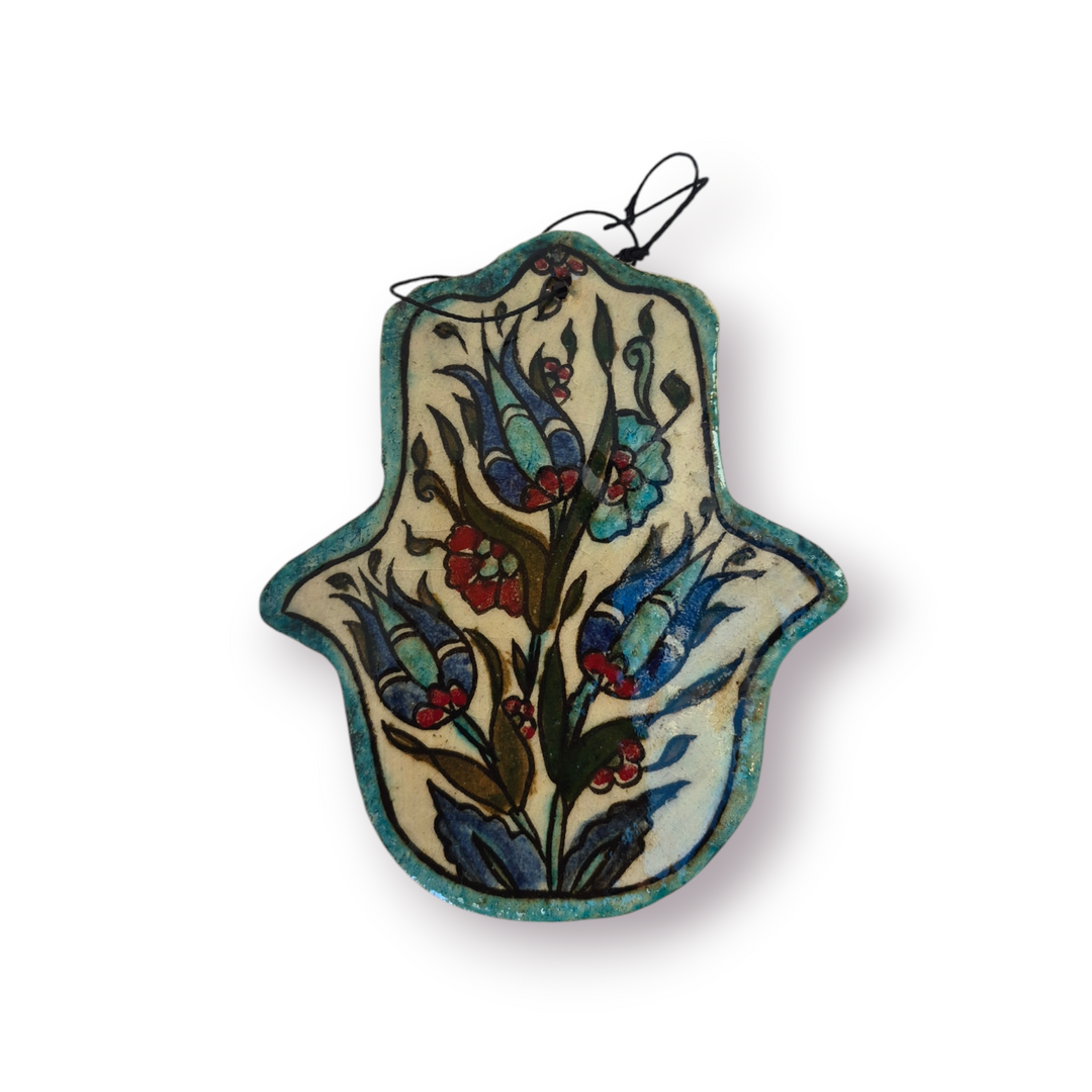 Ceramic Damascene Hamsa Tile