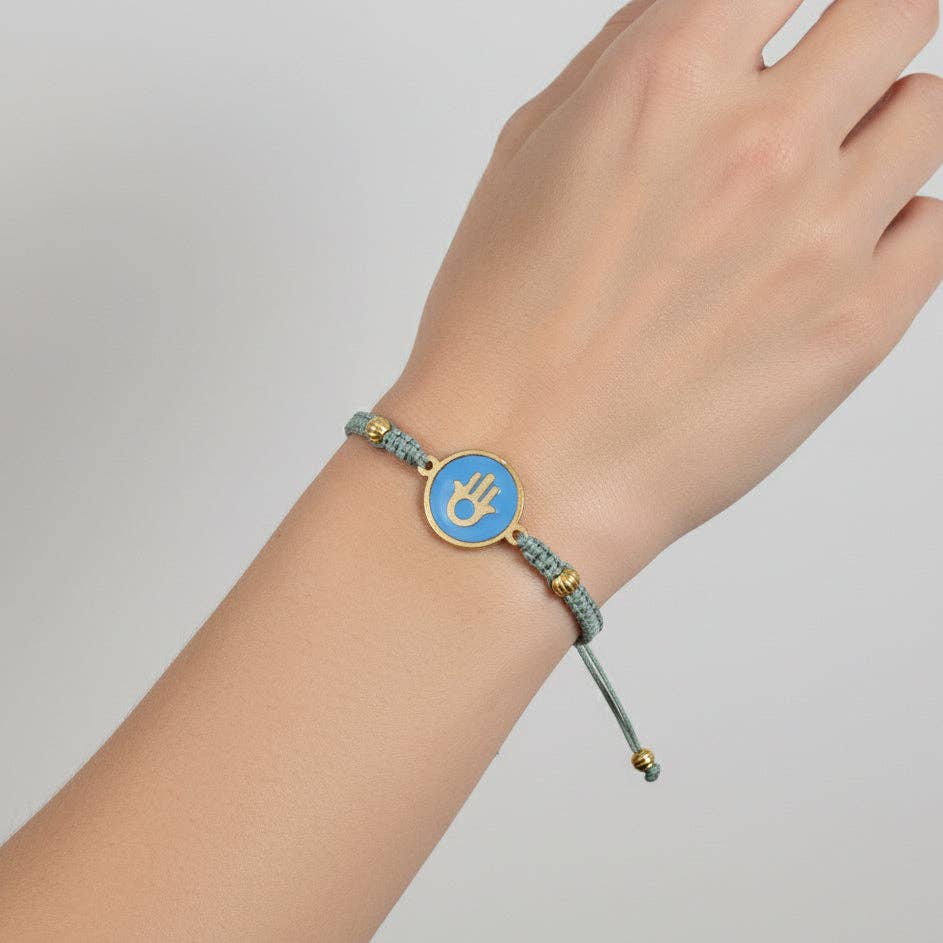 Handmade Bracelet with Brass Medallion - Hamsa