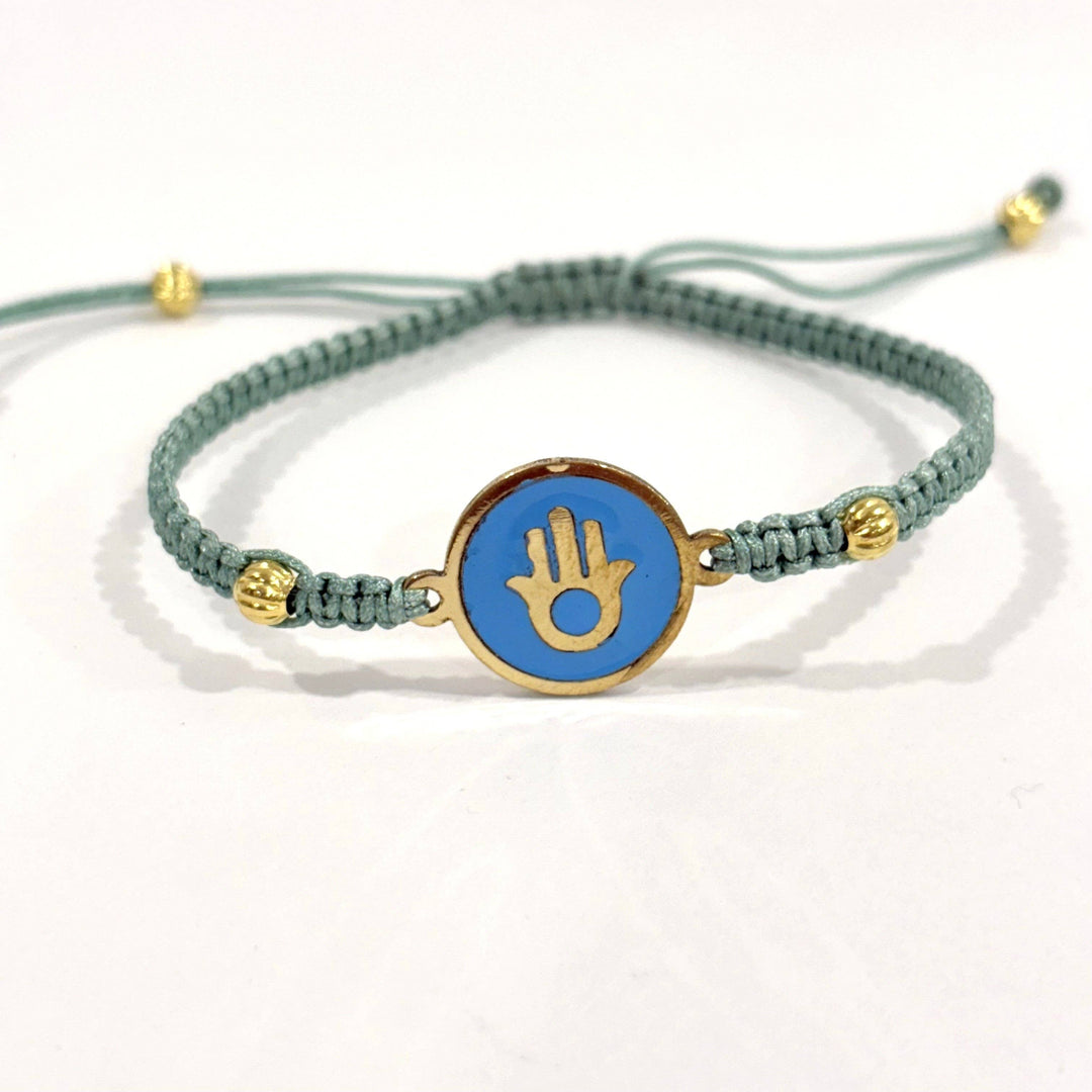 Handmade Bracelet with Brass Medallion - Hamsa