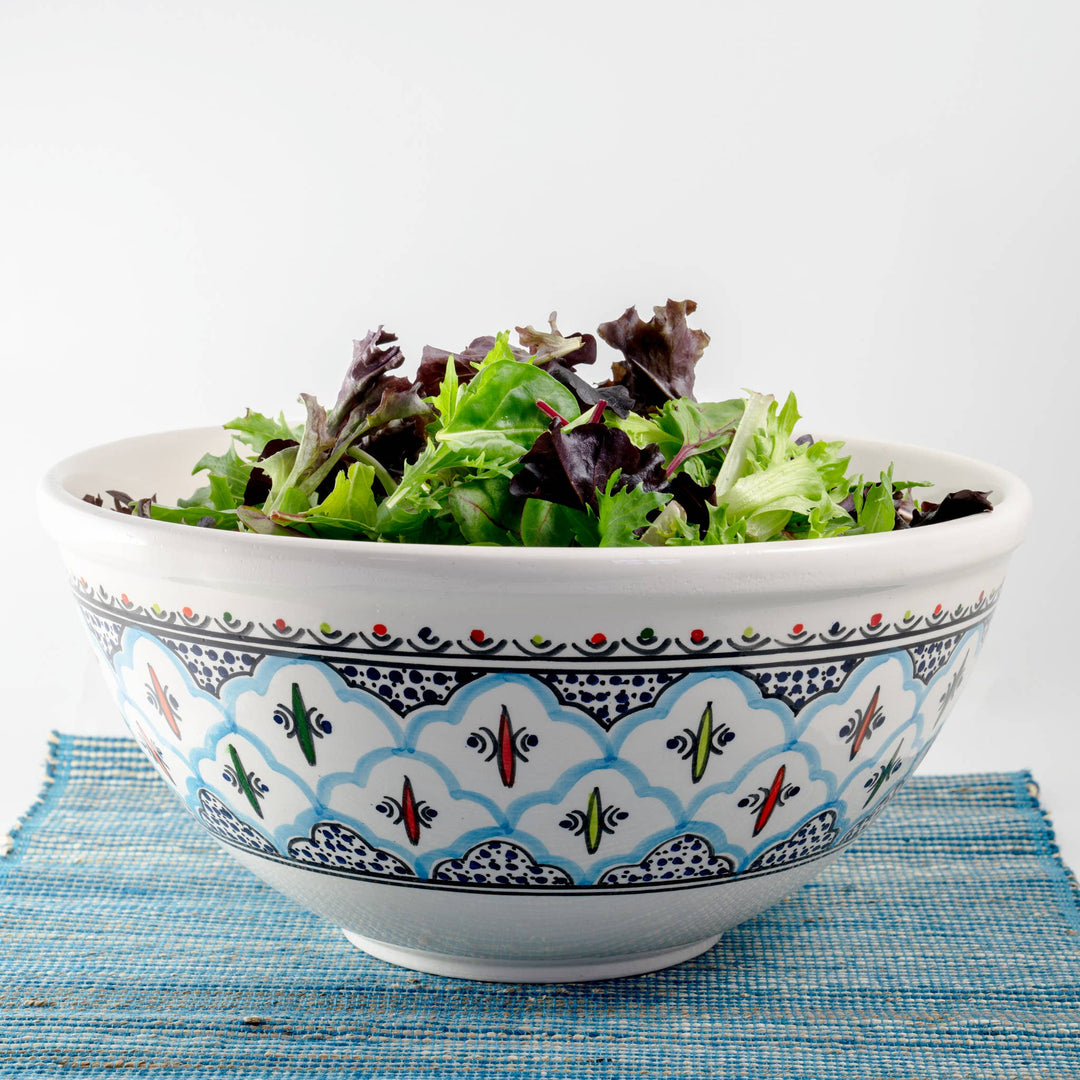 12" Hand Painted Rosette Large Deep Bowl