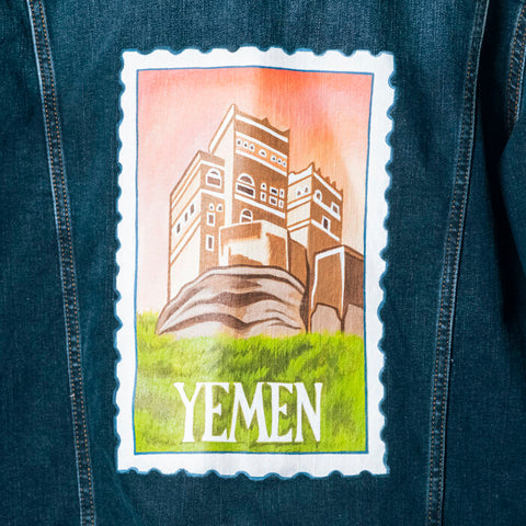 Custom Vintage Stamp Hand Painted Denim Jacket