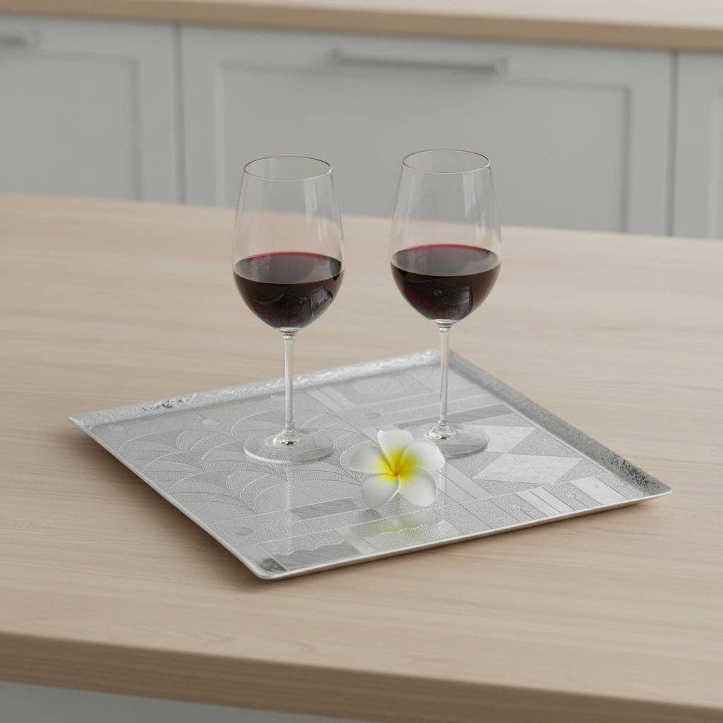 Metal Serving Tray - Square Art Deco