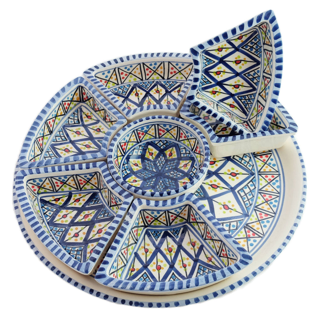 Dark Blue Rosette Tapas Ceramic Serving Pieces