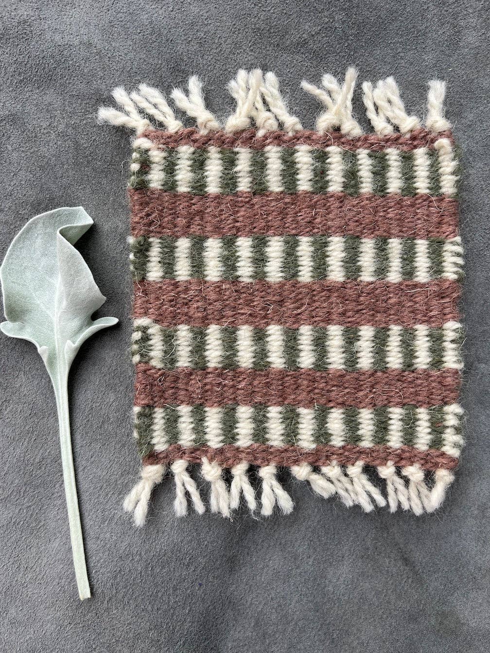 Woven Coaster Set-Sage and Dusty Rose