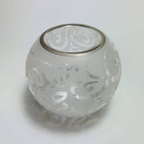 Blown Glass Candle Holder - Calligraphy in White