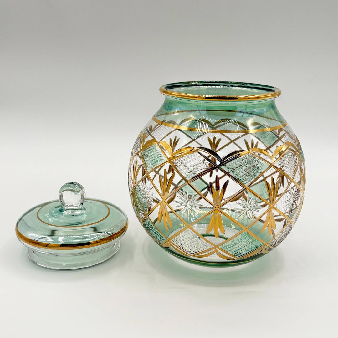 Blown Glass Jar - Starburst Green