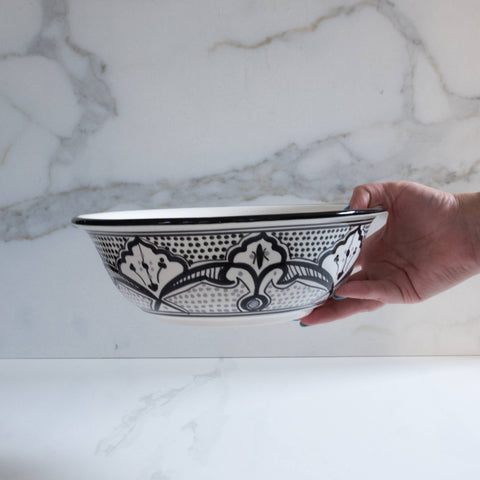 10" Haqima Medium Deep Ceramic Serving Bowl, Salad Bowl