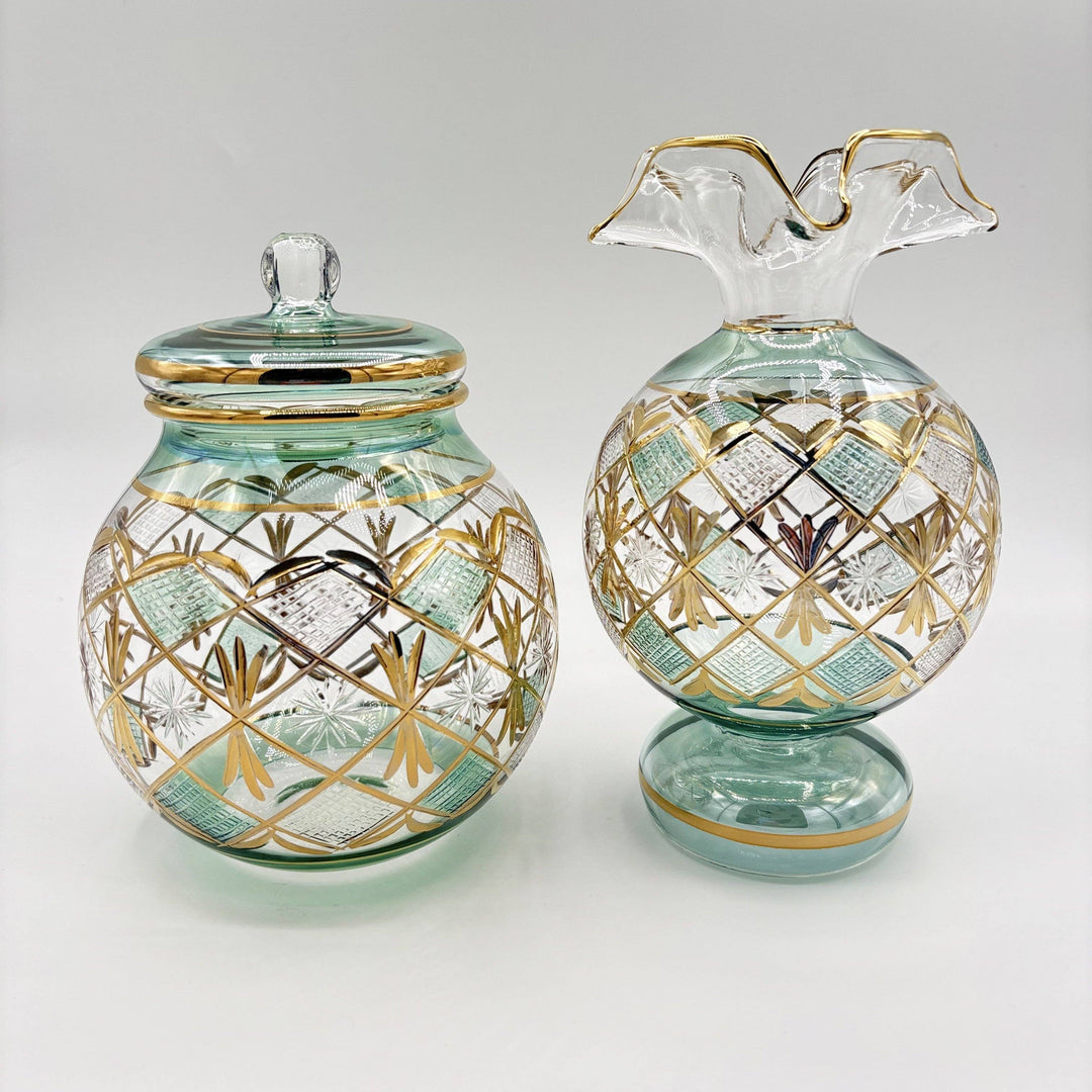 Blown Glass Vase - Starburst Green