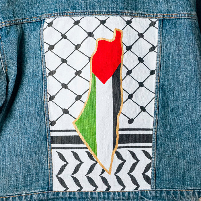 Custom Keffiyeh Hand Painted Denim Jacket
