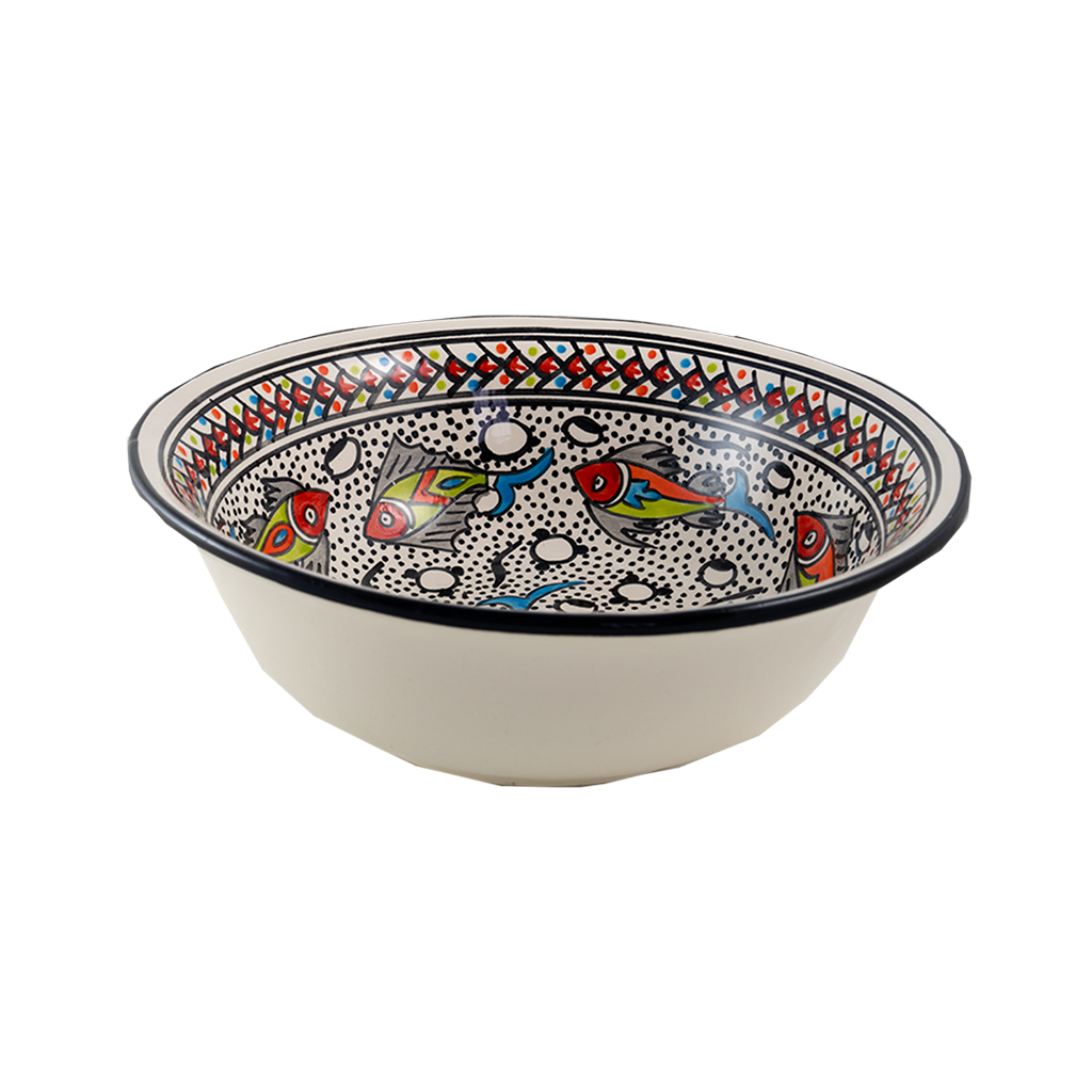 10" Hand Painted Rainbow Fish Medium Deep Bowl