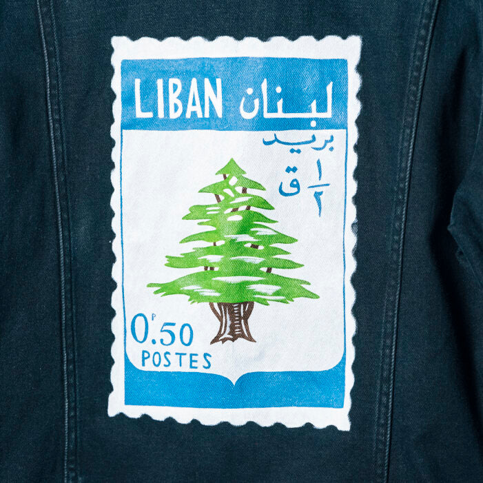 Custom Vintage Stamp Hand Painted Denim Jacket