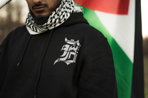 Yalla Detroit - Black Hoodie with Keffiyeh Logo