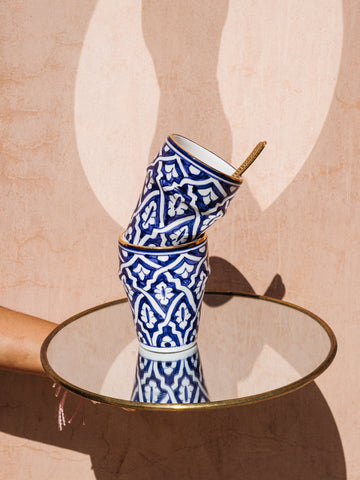 Moroccan Ceramic Coffee Cups: Set of 2