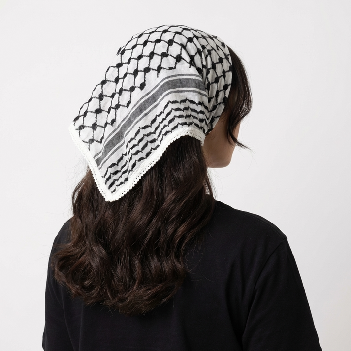 Keffiyeh Triangle Bandana - Traditional Black and white