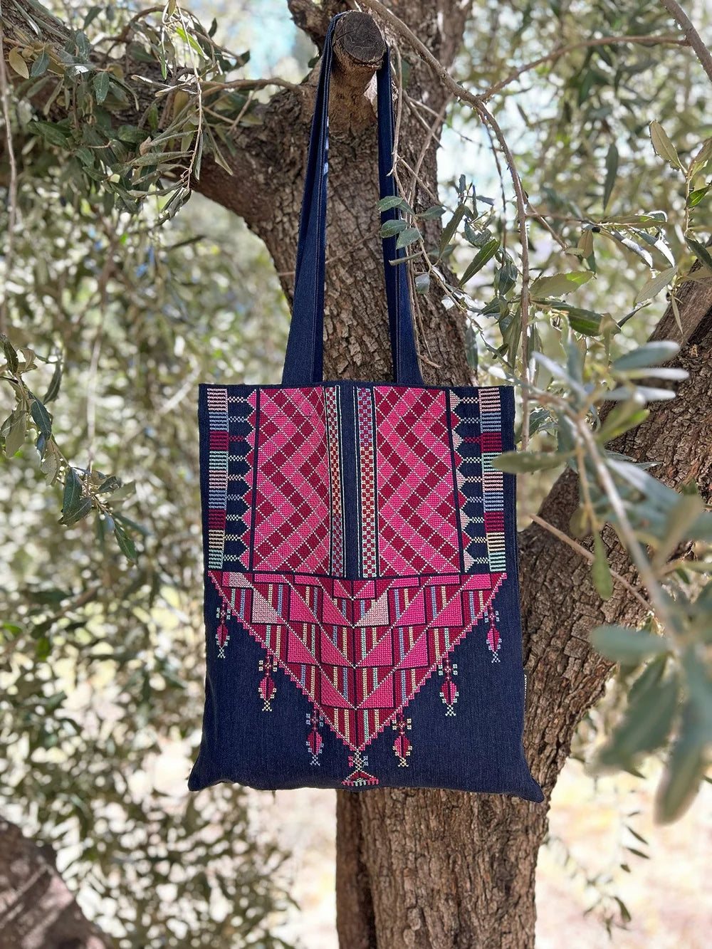Gaza Chest Panel Necklace Denim Tote Bag