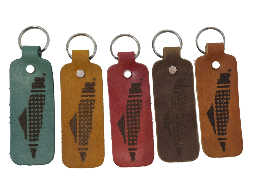 Keffiyeh x Palestine Map Leather Keychain