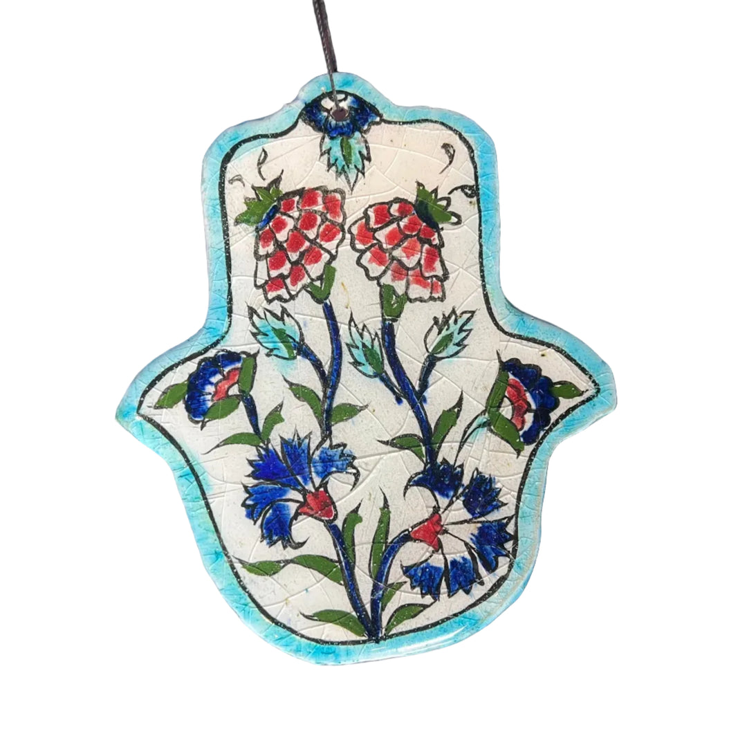 Ceramic Damascene Hamsa Tile