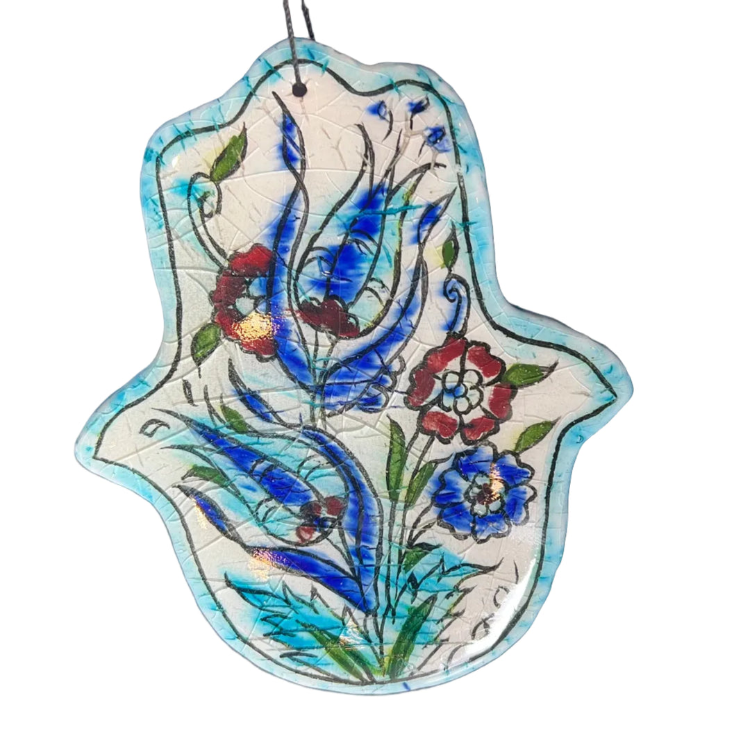 Ceramic Damascene Hamsa Tile