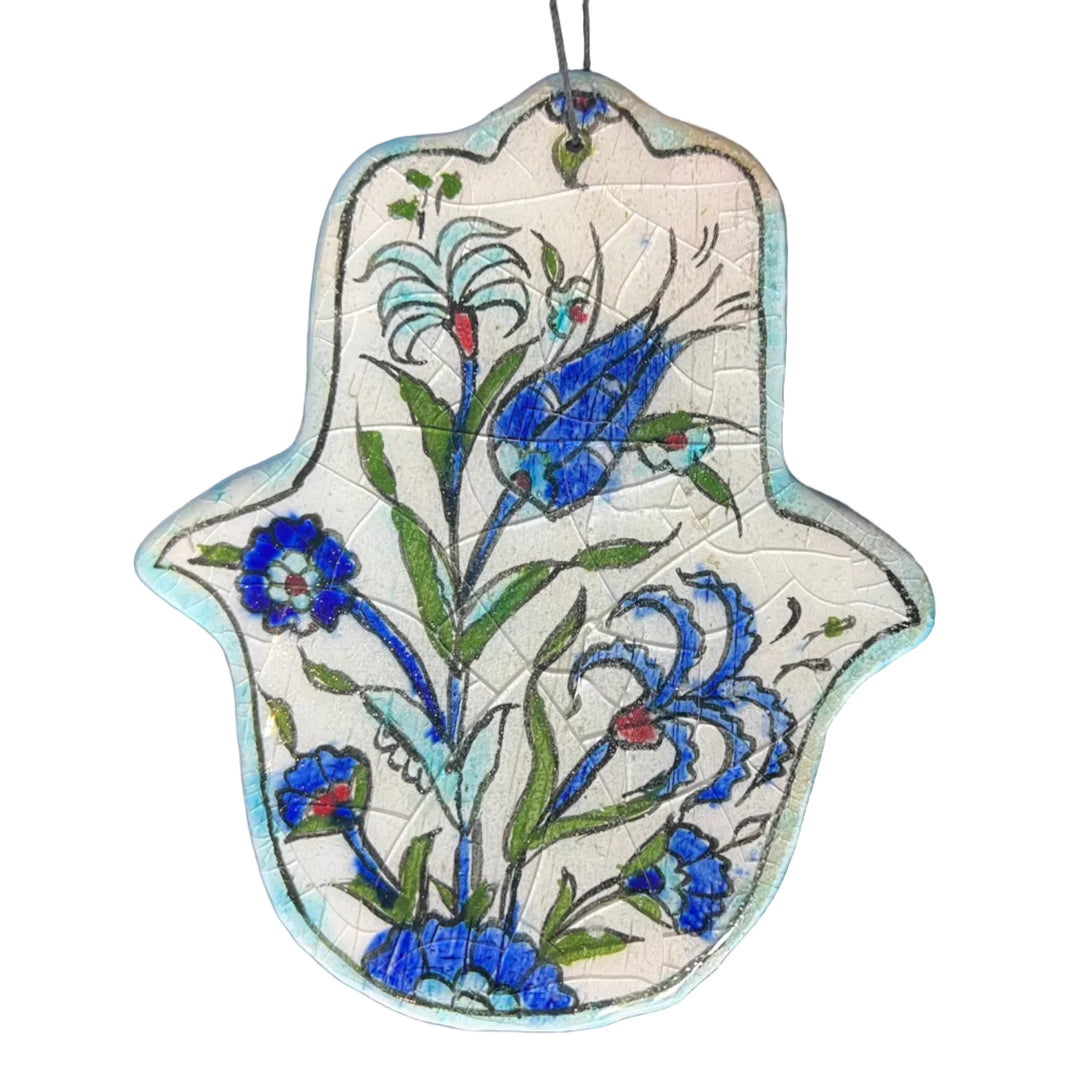 Ceramic Damascene Hamsa Tile