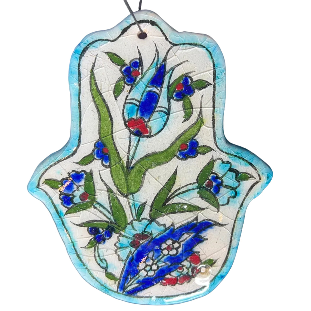 Ceramic Damascene Hamsa Tile
