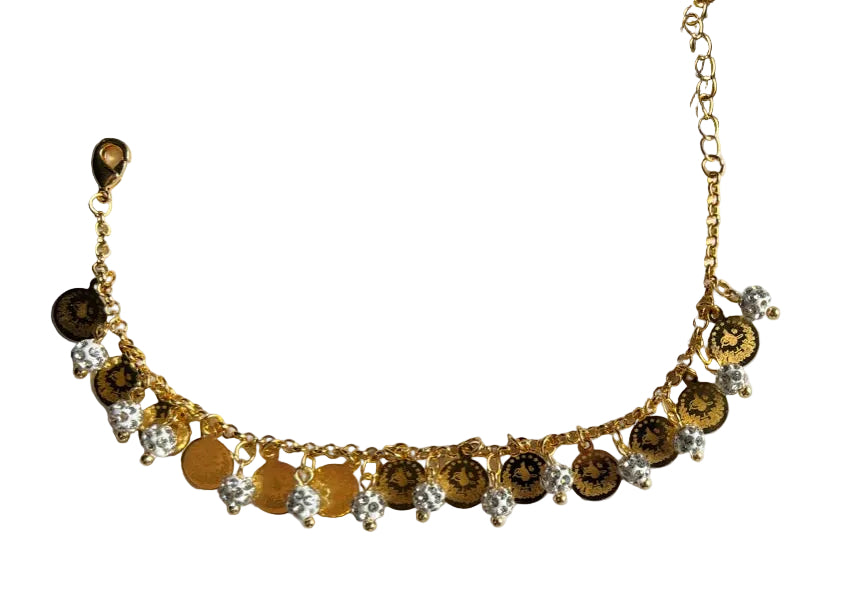 Lira Coins with small round charms bracelet