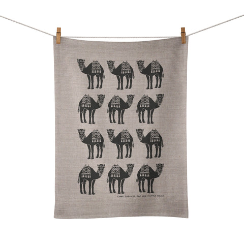 Little Majlis Linen Camel Caravan Tea Towel
