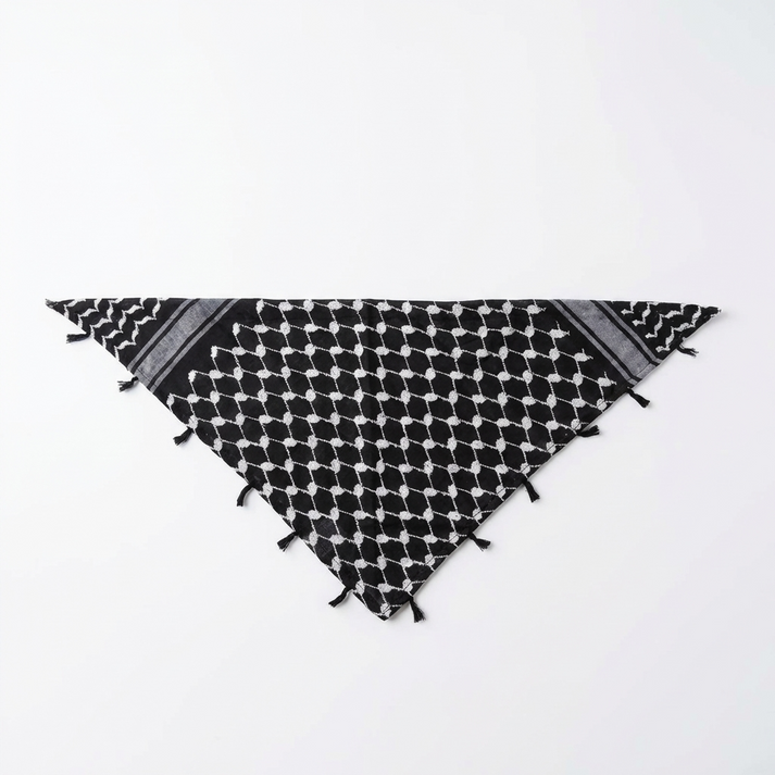 Keffiyeh Triangle Bandana - Inverted Black and white