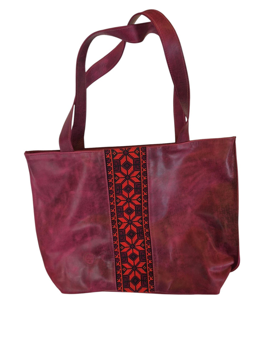 Large Leather Tote with Tatreez