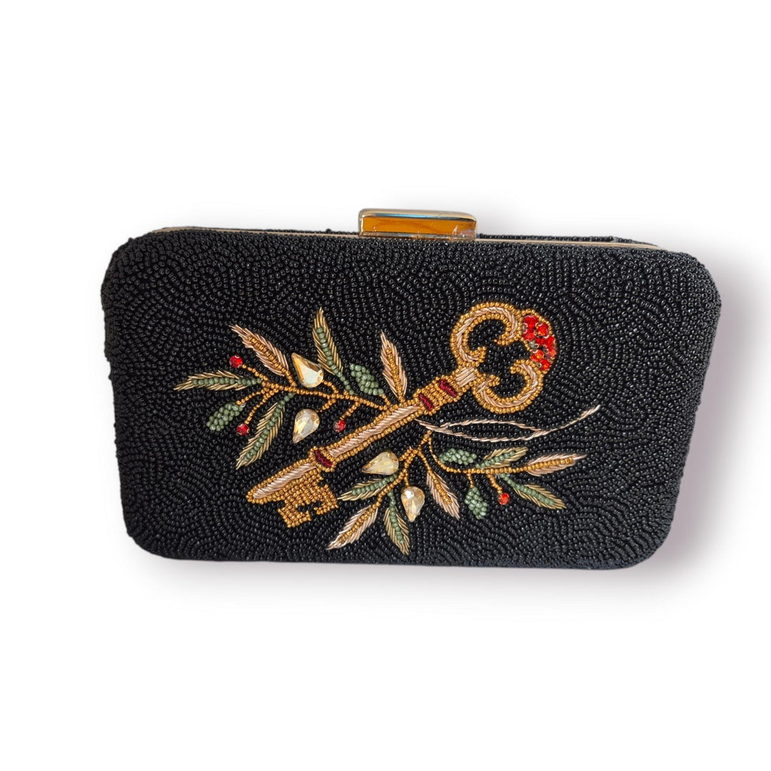 Beaded Key Box Frame Clutch