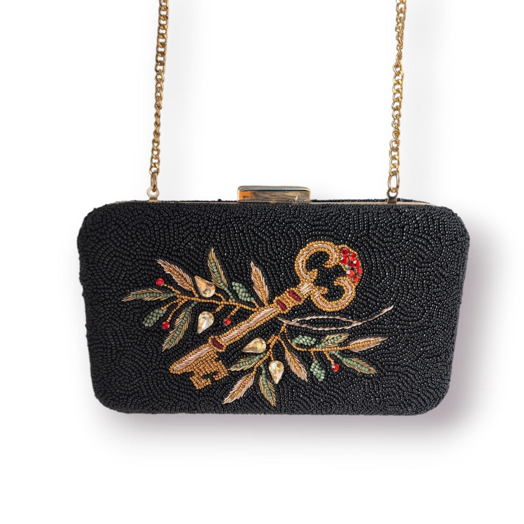Beaded Key Box Frame Clutch