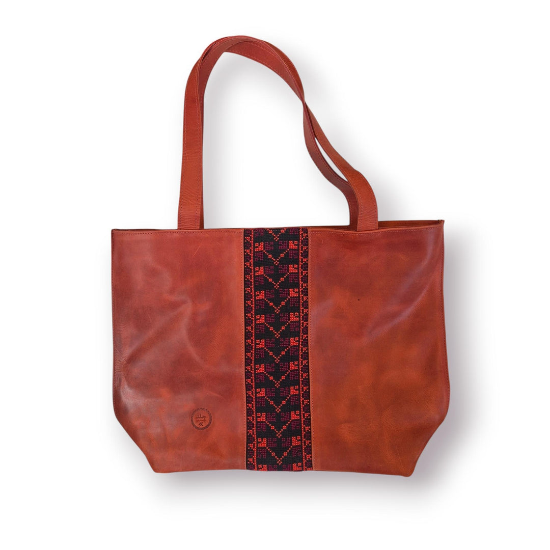 Large Leather Tote with Tatreez