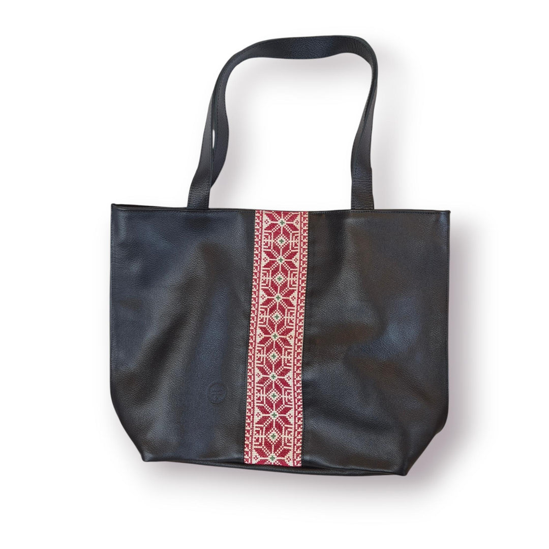 Large Leather Tote with Tatreez