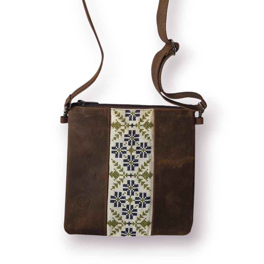 Leather Crossbody Bag with Tatreez