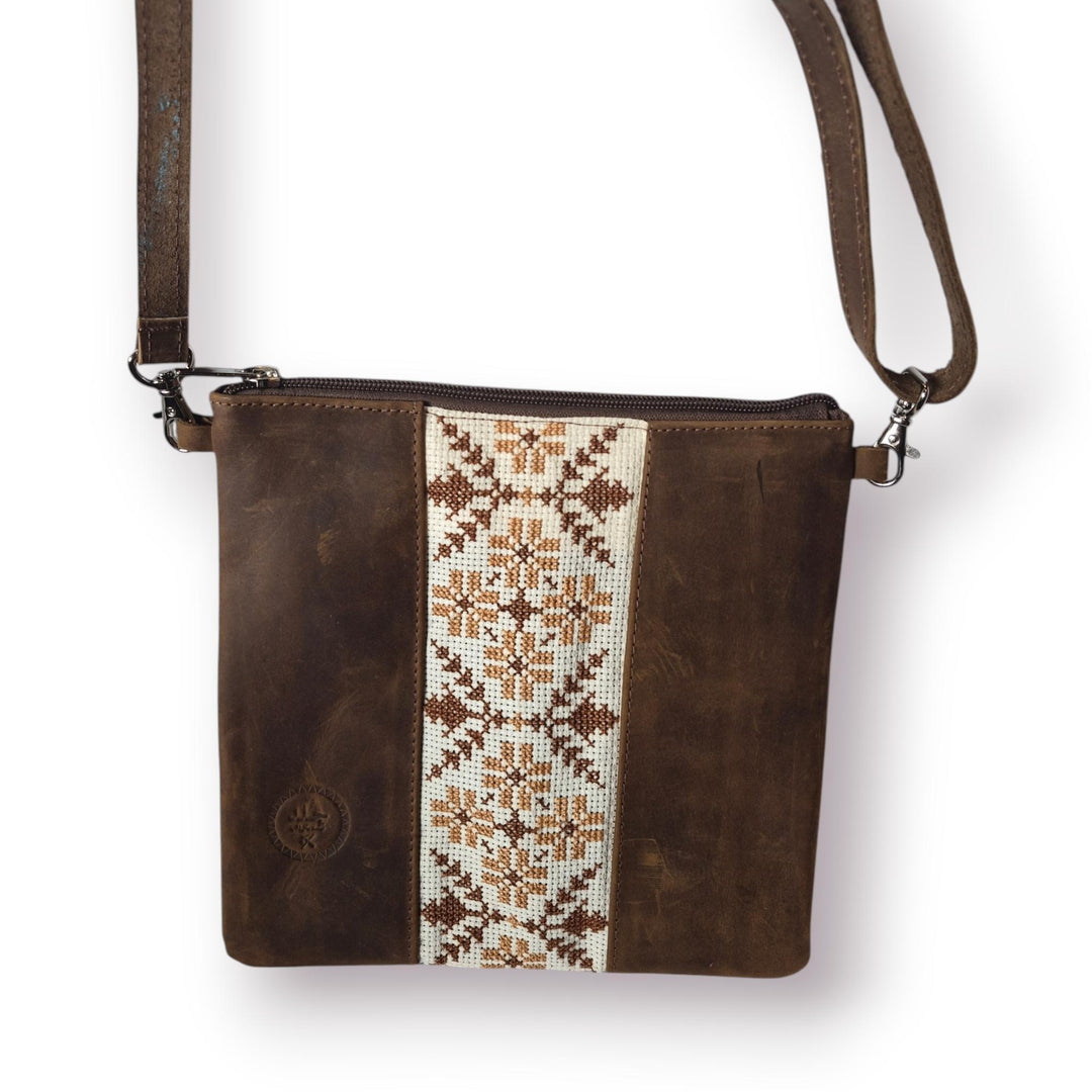 Leather Crossbody Bag with Tatreez