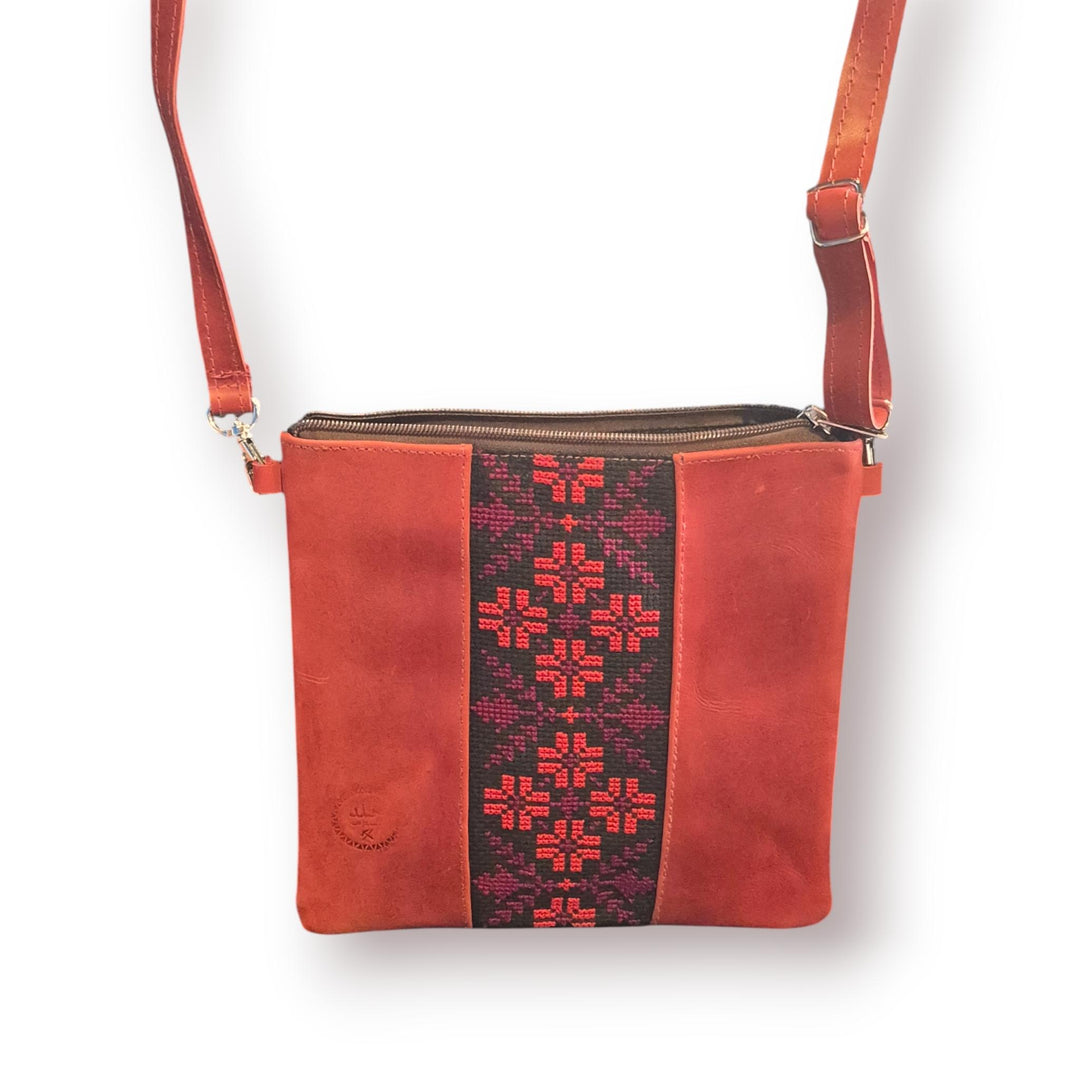 Leather Crossbody Bag with Tatreez