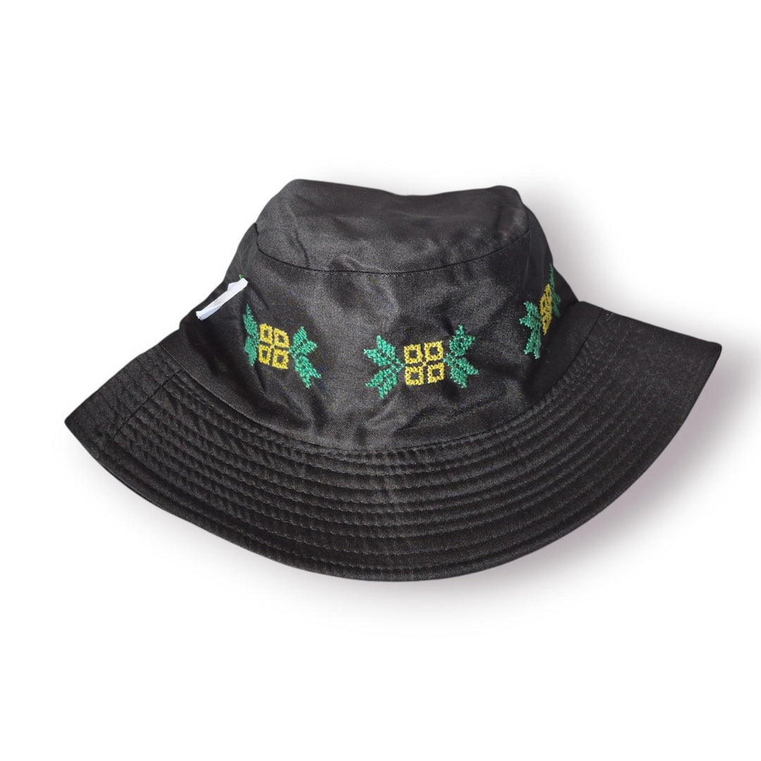 Black Bucket Hats with Green tatreez