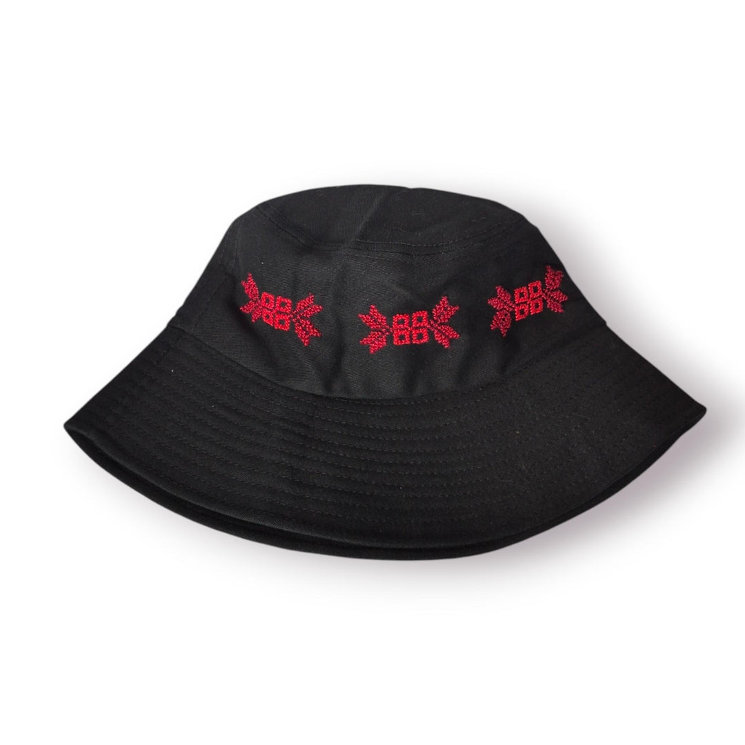 Black bucket hats with Red tatreez