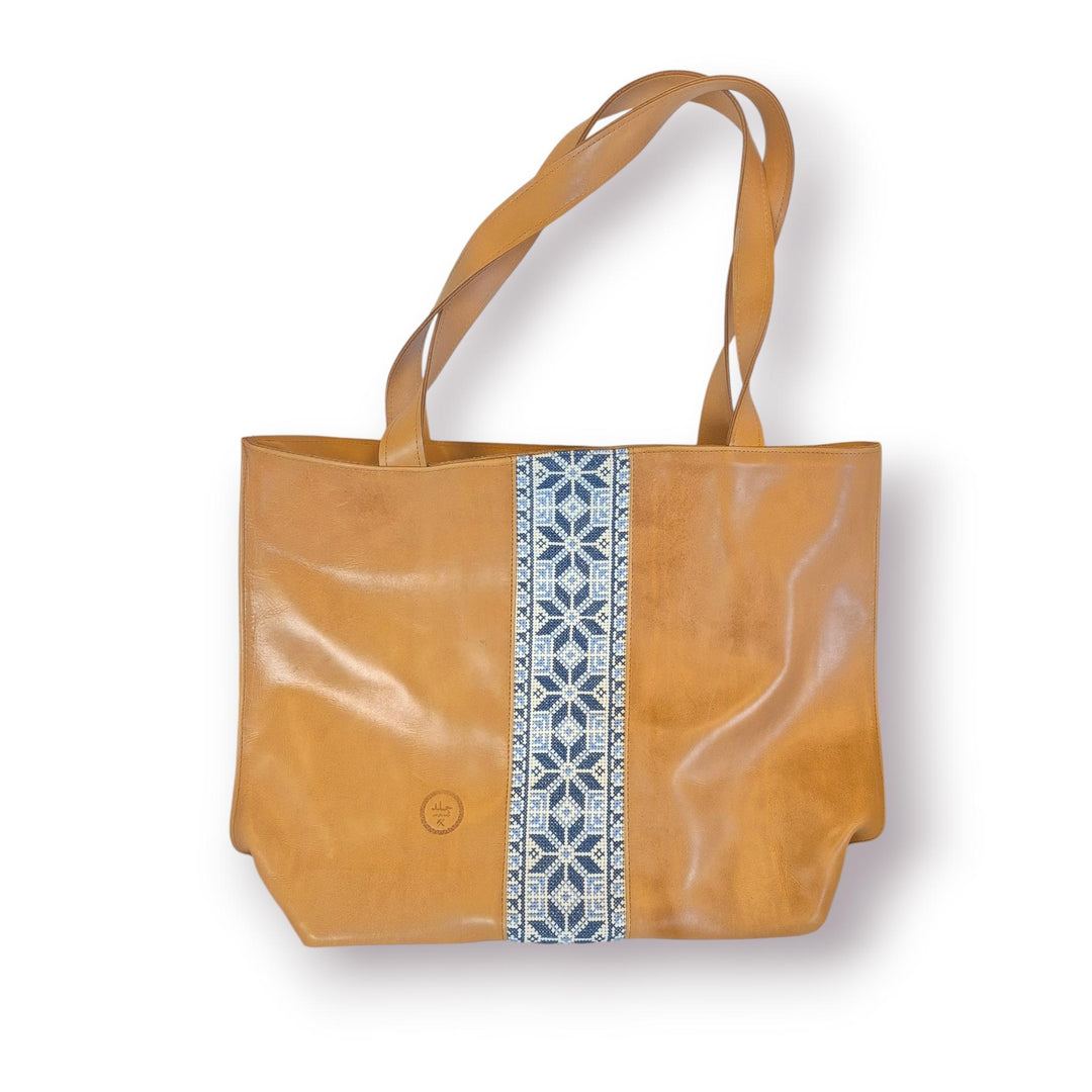 Large Leather Tote with Tatreez
